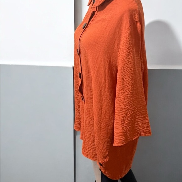 Yushi Orange Oversized Peter Pan Collar Tunic - Picture 2 of 4